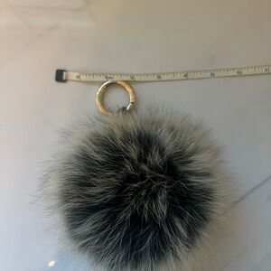 Plush Fur Pom charm - Black & Gray